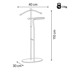 Němý sluha, výška 110 cm, masiv kaučukovník, černé moření, kov chrom 83213 CRBK