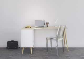 Rohový psací stůl Retro 450 bílá/dub