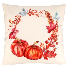 Polštář s výplní - dýně a listí, sametový, 45 x 45 cm UBR112-1
