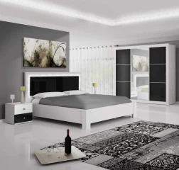 Ložnice Regina bílá/černý lesk