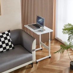 Nastavitelný PC stůl s kolečky, bílá, JUSTUS