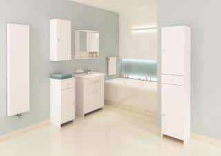 Vysoká koupelnová skříňka Tania C170 bílý lesk
