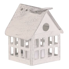 Lucerna mini - kovová, tvar domku, bílá LUC322
