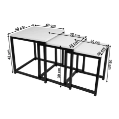 Set 3 stolků KASTLER NEW TYP 3 - bílá /černá č.6