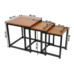 Set 3 stolků KASTLER New TYP 3 - ořech/černá č.4