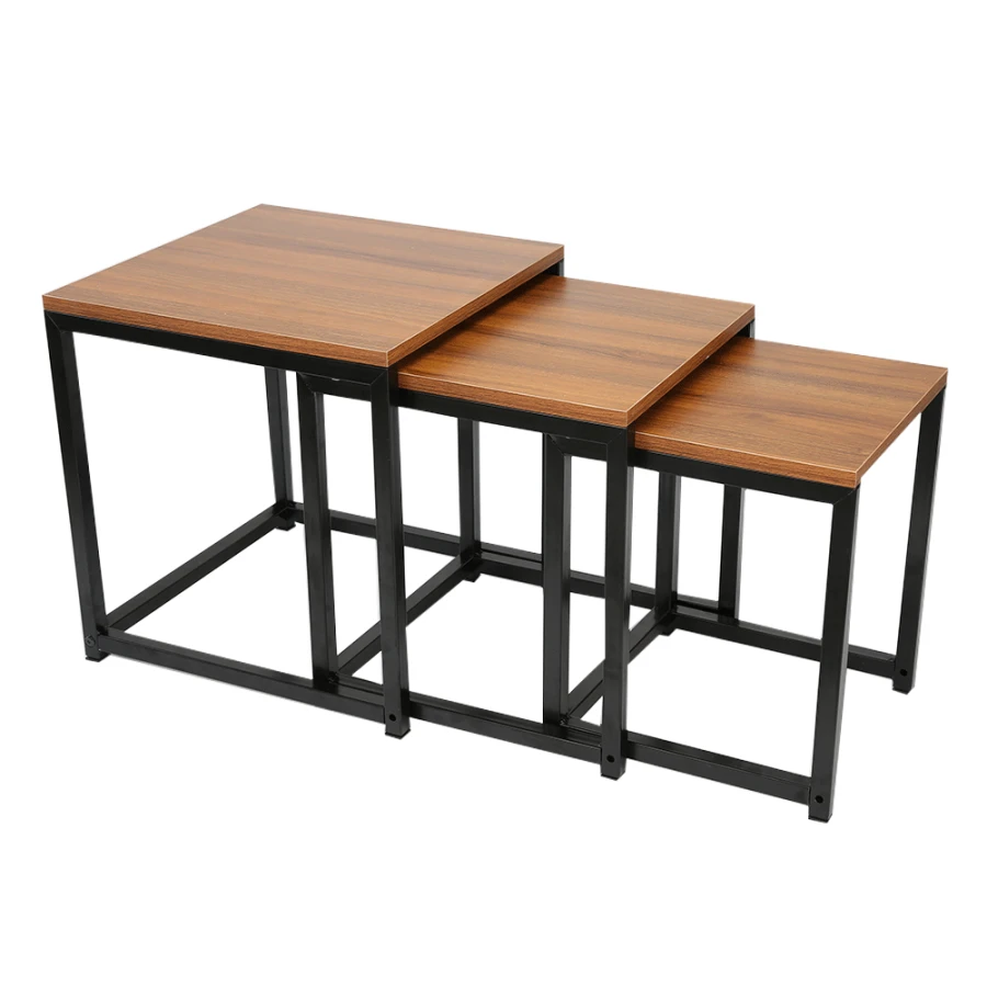 Set 3 stolků KASTLER New TYP 3 - ořech/černá