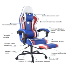 Herní křeslo CAPTAIN - modrá/červená/bílá - rozbaleno č.6 Herní křeslo CAPTAIN - modrá/červená/bílá - rozbaleno č.6