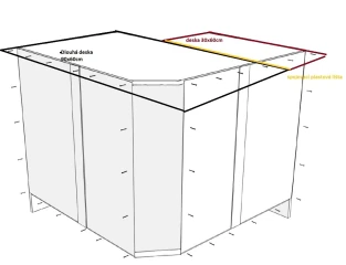 Rohová kuchyňská linka Milenium - červený+černý lesk/KRF č.3