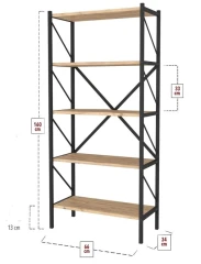 Regál KEPLER borovice/černá