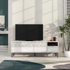 TV stolek SACHI - antická bílá