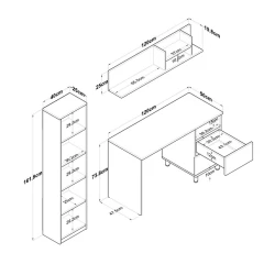 Pracovní stůl s regály LANARK ořech/antracit