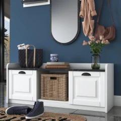 RIVOLI předsíňová stěna se zrcadlem, bílá/mramor