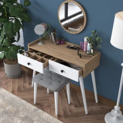 MAGENTA toaletní stolek s taburetkou, ořech/bílá