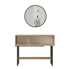 JUAREZ konzolový stolek se zrcadlem, sepet/jutový vzor
