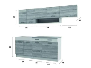 Kuchyňská linka Tatius 180/240 wenge/bílý pás