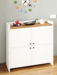 CHINO multifunkční skříňka, bílá/borovice