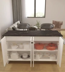 VENTURI kuchyňský ostrůvek s ÚP pod PD, bílá/černý mramor