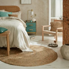 Flair Rugs kusový koberec Capri Jute Natural/Blue kruh