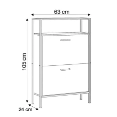 Botník, 3 přihrádky , 2 police, dekor dub, MDF ABO-G1007 OAK