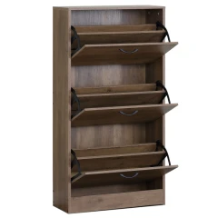 Botník, 3 přihrádky, dekor jilmové dřevo, MDF ABO-G1016 ELM