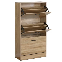 Botník, 3 přihrádky, dekor dub, MDF ABO-G1016 OAK
