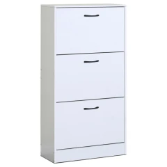 Botník, 3 přihrádky, bílý, MDF ABO-G1016 WT