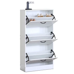 Botník, 3 přihrádky, bílý, MDF ABO-G1016 WT