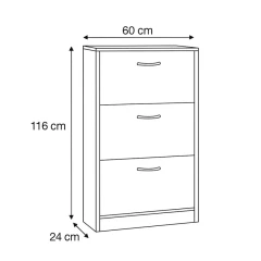 Botník, 3 přihrádky, bílý, MDF ABO-G1016 WT