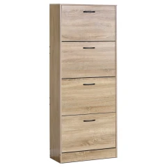 Botník, 4 přihrádky, dekor dub, MDF ABO-G1018 OAK