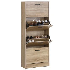 Botník, 4 přihrádky, dekor dub, MDF ABO-G1018 OAK