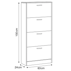 Botník, 4 přihrádky, dekor dub, MDF ABO-G1018 OAK