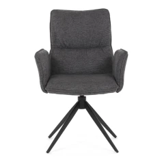 Židle jídelní, šedá látka, 360° vratný mechanismus, černý kov DCH-D1328 GREY2