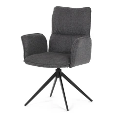 Židle jídelní, šedá látka, 360° vratný mechanismus, černý kov DCH-D1328 GREY2