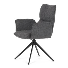 Židle jídelní, šedá látka, 360° vratný mechanismus, černý kov DCH-D1328 GREY2