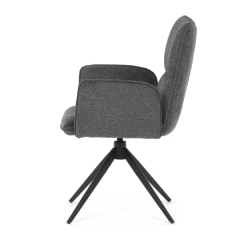 Židle jídelní, šedá látka, 360° vratný mechanismus, černý kov DCH-D1328 GREY2