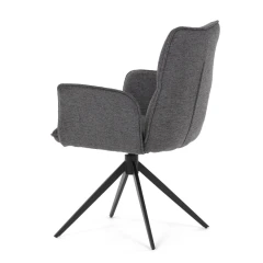 Židle jídelní, šedá látka, 360° vratný mechanismus, černý kov DCH-D1328 GREY2
