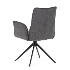 Židle jídelní, šedá látka, 360° vratný mechanismus, černý kov DCH-D1328 GREY2