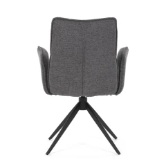 Židle jídelní, šedá látka, 360° vratný mechanismus, černý kov DCH-D1328 GREY2