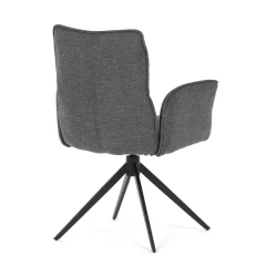 Židle jídelní, šedá látka, 360° vratný mechanismus, černý kov DCH-D1328 GREY2