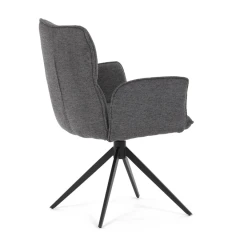 Židle jídelní, šedá látka, 360° vratný mechanismus, černý kov DCH-D1328 GREY2