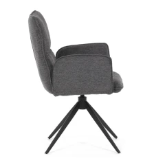 Židle jídelní, šedá látka, 360° vratný mechanismus, černý kov DCH-D1328 GREY2