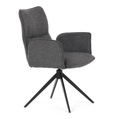Židle jídelní, šedá látka, 360° vratný mechanismus, černý kov DCH-D1328 GREY2