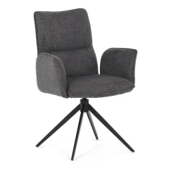 Židle jídelní, šedá látka, 360° vratný mechanismus, černý kov DCH-D1328 GREY2