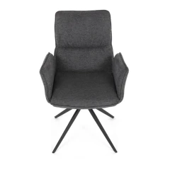 Židle jídelní, šedá látka, 360° vratný mechanismus, černý kov DCH-D1328 GREY2