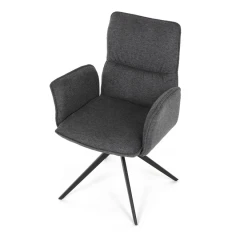 Židle jídelní, šedá látka, 360° vratný mechanismus, černý kov DCH-D1328 GREY2