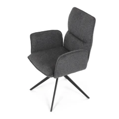 Židle jídelní, šedá látka, 360° vratný mechanismus, černý kov DCH-D1328 GREY2