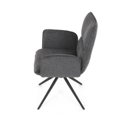 Židle jídelní, šedá látka, 360° vratný mechanismus, černý kov DCH-D1328 GREY2