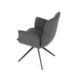 Židle jídelní, šedá látka, 360° vratný mechanismus, černý kov DCH-D1328 GREY2