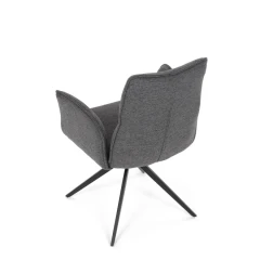 Židle jídelní, šedá látka, 360° vratný mechanismus, černý kov DCH-D1328 GREY2