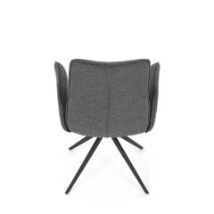Židle jídelní, šedá látka, 360° vratný mechanismus, černý kov DCH-D1328 GREY2